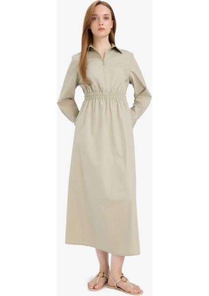 Regular Fit Gömlek Yaka Poplin Uzun Kollu Elbise F0322AX25AU fiyatları