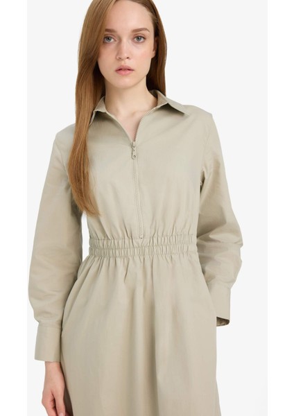 Regular Fit Gömlek Yaka Poplin Uzun Kollu Elbise F0322AX25AU fırsatları