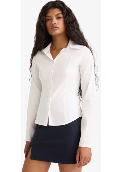 Fitted Poplin Uzun Kollu Gömlek modelleri