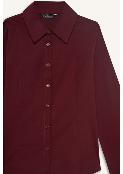Fitted Poplin Uzun Kollu Gömlek F9434AX25AU