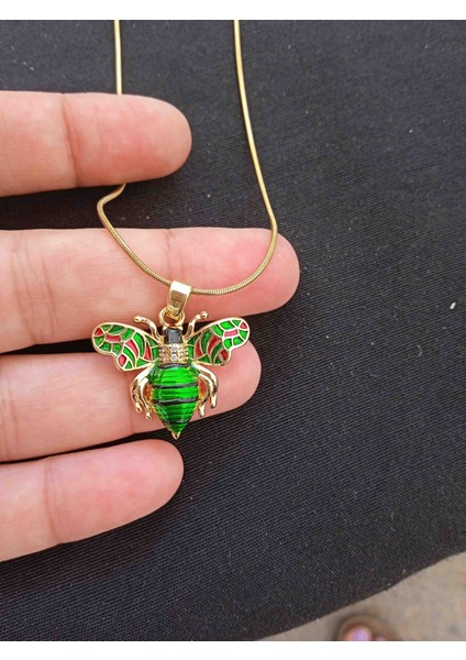 316L Gold Çelik Arı Figürlü 45 cm Kolye