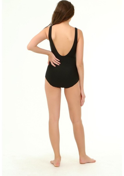 Siyah Hamile Mayo – Göğüs Pedli, Rahat Kalıp, Düz Desen, Deniz ve Havuzda Konforlu Kullanım