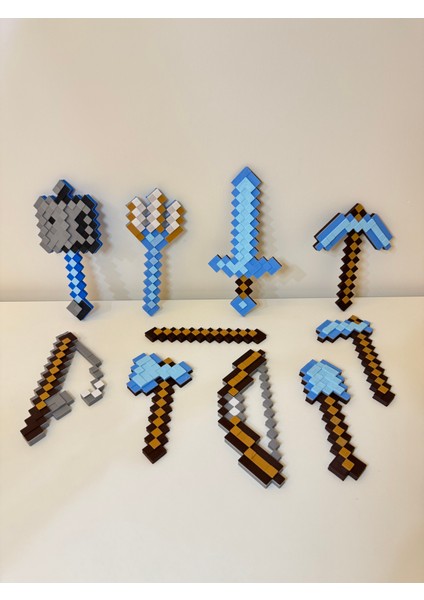 Minecraft 10LU Full Set( Kılıç,yay,mızrak,balta,olta,kürek,topuz,kazma,çubuk 13-16CM