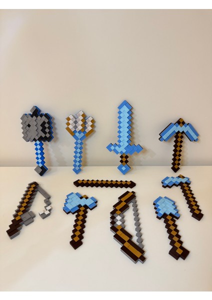 Minecraft 10LU Full Set( Kılıç,yay,mızrak,balta,olta,kürek,topuz,kazma,çubuk 13-16CM fiyatları