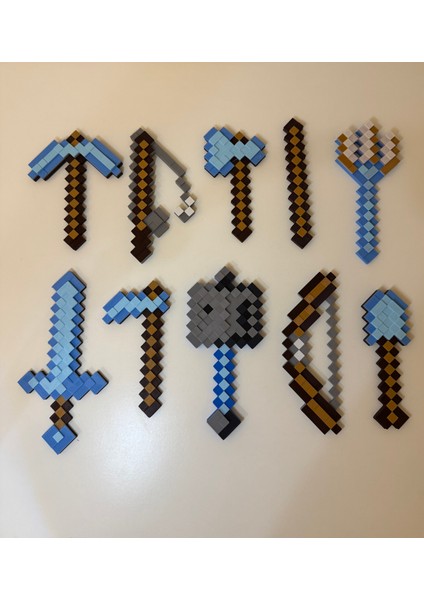 Minecraft 10LU Full Set( Kılıç,yay,mızrak,balta,olta,kürek,topuz,kazma,çubuk 13-16CM modelleri