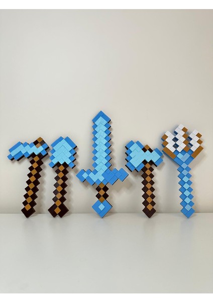 Minecraft Kılıç Set (5ADET) Kılıç- Mızrak- Kazma -Kürek-Balta 13-16 cm