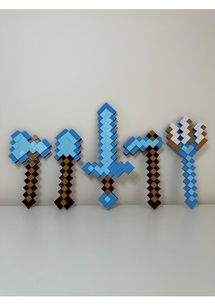 Minecraft Kılıç Set (5ADET) Kılıç- Mızrak- Kazma -Kürek-Balta 13-16 cm modelleri