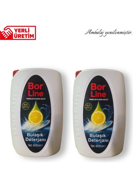 Bor Katkılı Sıvı Bulaşık Deterjanı 4lt Limon Kokulu 2 Adet