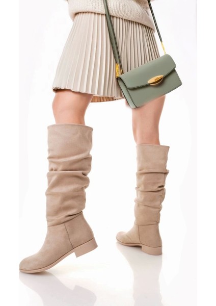 Winda Bej Süet Körüklü Çizme modelleri