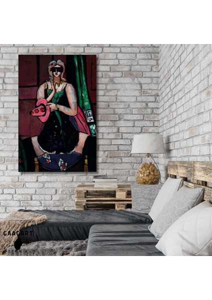 Tekli Dikey Kanvas Carnival Mask Green Violet And Pink