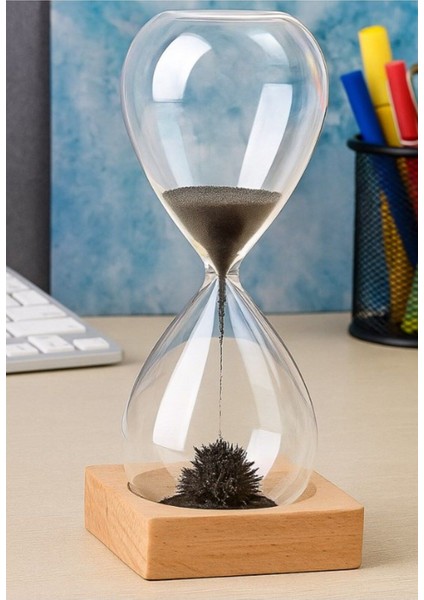 Dekoratif Ofis Hediyesi 3'lü Masa Set Newton Topu Manyetik Kum Saati Kristal Dünya Küresi Hediye Set