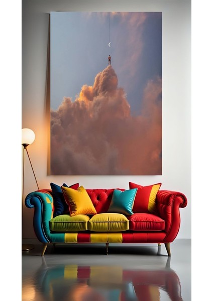 Surreal Ay ve Adam I Ev Duvar Salon Güzellik Salonu Ofis Dükkan Dekarastabloyon Kanvas