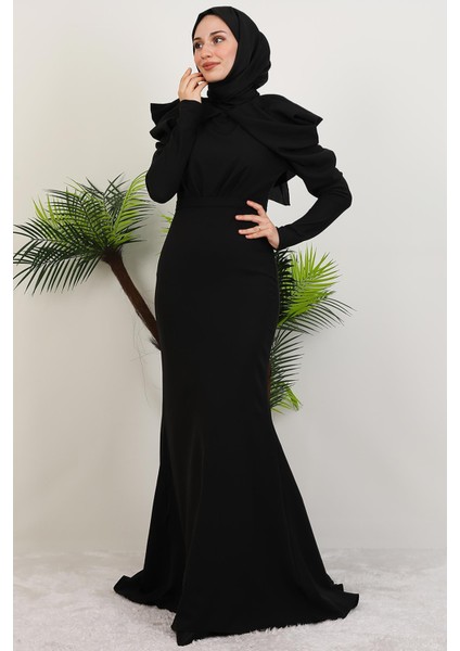 Elena Omuz Detay Abiye Siyah