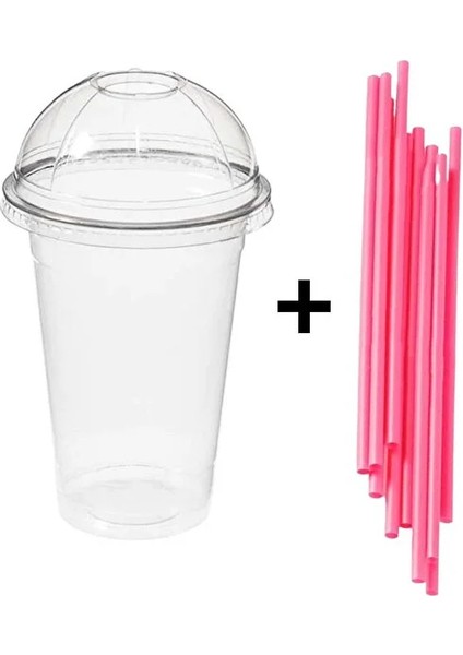 350 cc Pet Plastik Bardak Kapaklı Pipet Dahil 50 Adet modelleri