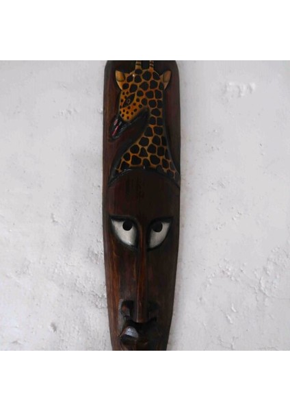 barcshop Ahşap Otantik Mask Zürafalı 50CM Albizia Wood maske duvar süsü indirimleri