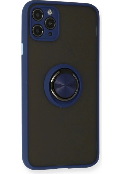 iPhone 11 Pro Max Kılıf Montreal Yüzüklü Silikon Kapak - Lacivert fiyatları