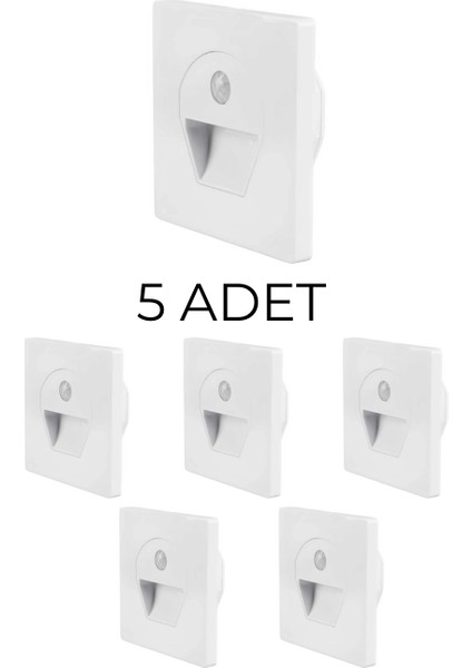 CT-5170 Sensörlü Koridor Aydınlatması Beyaz Kasa Beyaz Işık - 5’li Paket