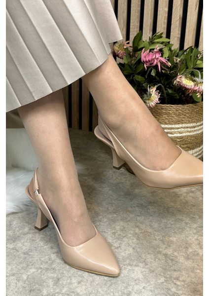 Günlük Kadın Sivri Burun Saten Kumaş Düz Desensiz Ince Arkası Açık Topuklu Model Abiye Ayakkabı 101B fırsatları