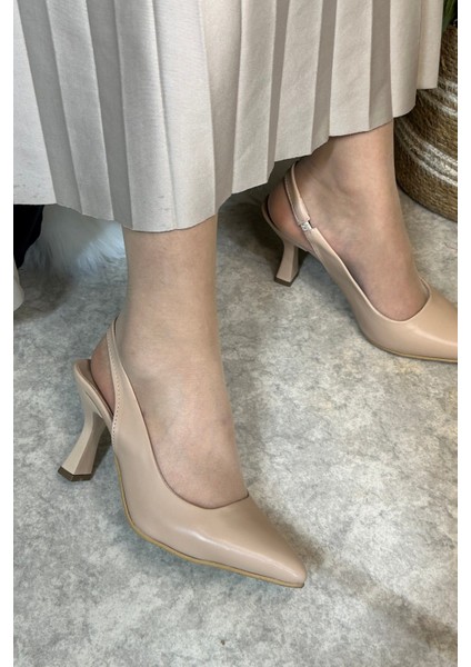 Günlük Kadın Sivri Burun Saten Kumaş Düz Desensiz Ince Arkası Açık Topuklu Model Abiye Ayakkabı 101B indirimleri