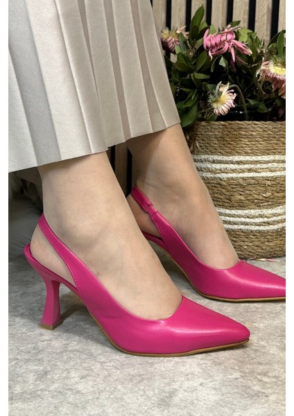 Günlük Kadın Sivri Burun Saten Kumaş Düz Desensiz Ince Arkası Açık Topuklu Model Abiye Ayakkabı 101B