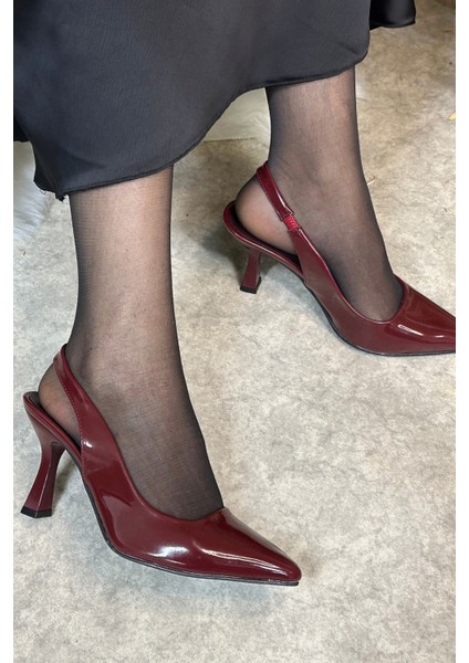 Günlük Kadın Sivri Burun Saten Kumaş Düz Desensiz Ince Arkası Açık Topuklu Model Abiye Ayakkabı 101B