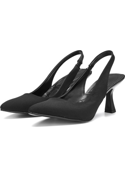 Günlük Kadın Sivri Burun Saten Kumaş Düz Desensiz Ince Arkası Açık Topuklu Model Abiye Ayakkabı 101B fiyatları
