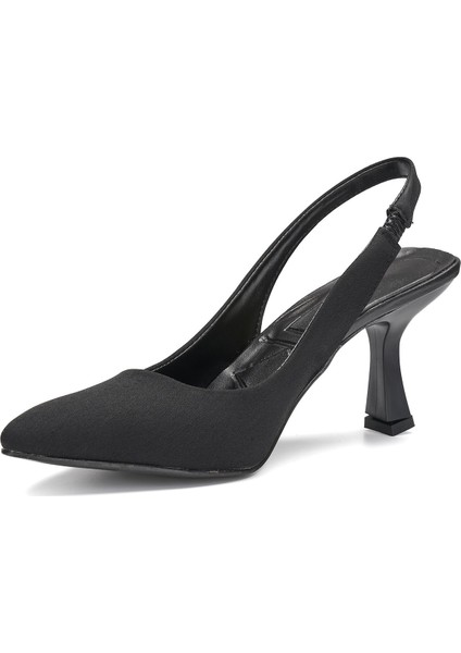 Günlük Kadın Sivri Burun Saten Kumaş Düz Desensiz Ince Arkası Açık Topuklu Model Abiye Ayakkabı 101B fırsatları