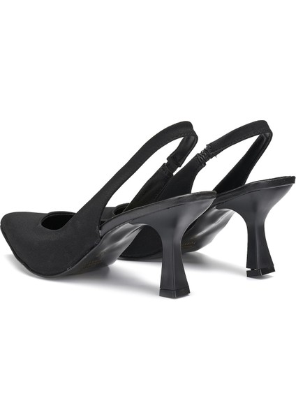 Günlük Kadın Sivri Burun Saten Kumaş Düz Desensiz Ince Arkası Açık Topuklu Model Abiye Ayakkabı 101B indirimleri