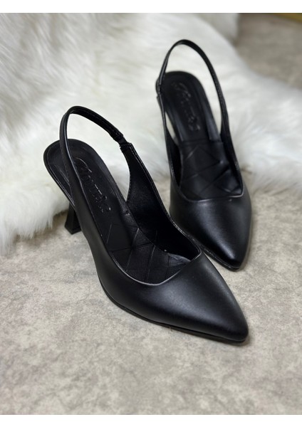 Günlük Kadın Sivri Burun Saten Kumaş Düz Desensiz Ince Arkası Açık Topuklu Model Abiye Ayakkabı 101B fiyatları