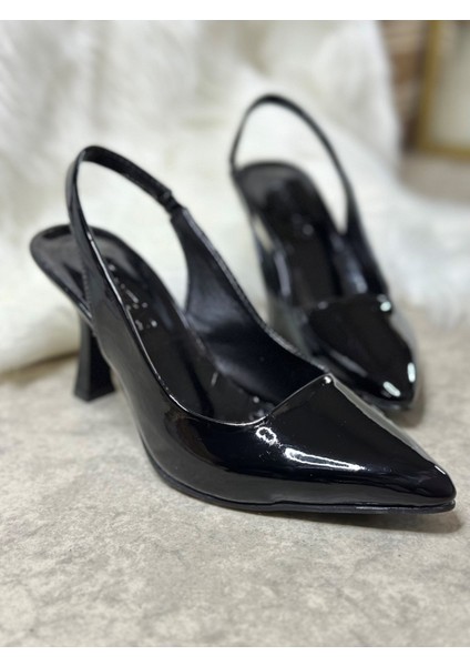 Günlük Kadın Sivri Burun Saten Kumaş Düz Desensiz Ince Arkası Açık Topuklu Model Abiye Ayakkabı 101B