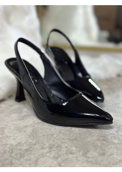 Günlük Kadın Sivri Burun Saten Kumaş Düz Desensiz Ince Arkası Açık Topuklu Model Abiye Ayakkabı 101B indirimleri