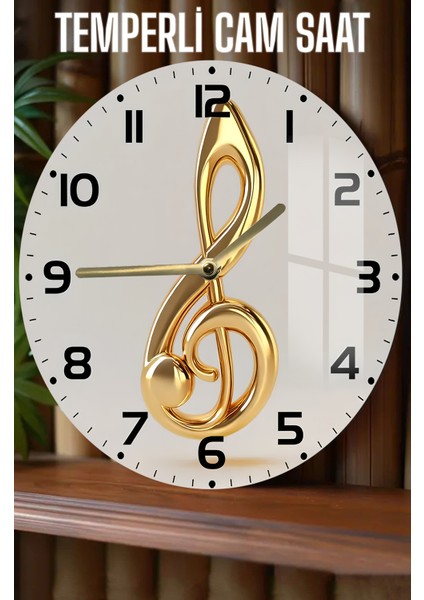 Müzik Tutkunlarına Özel Temperli Cam Duvar Saati – 33 cm CSDW455