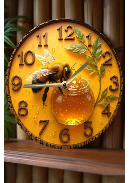 Mdf Duvar Saati – Arı ve Bal Kavanozu Temalı – 33X33 cm SDW433 fiyatları