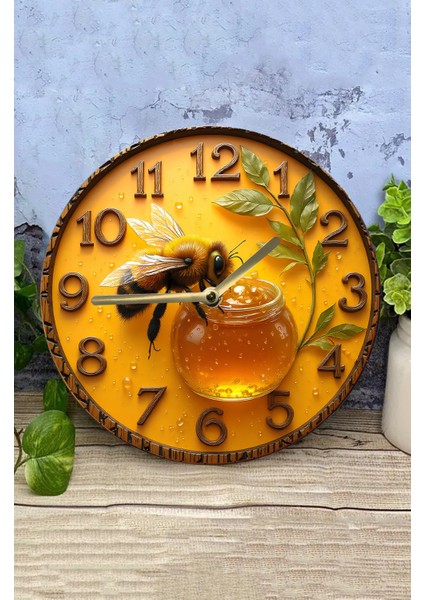 Mdf Duvar Saati – Arı ve Bal Kavanozu Temalı – 33X33 cm SDW433 modelleri