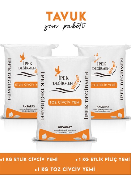 3 kg Tavuk Civciv Yem Paketi Etlik Toz Civciv Yemi