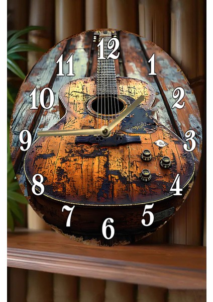 Mdf Dekoratif Duvar Saati – Gitar Tasarımlı Retro Şıklık – 33X33 cm SDW419 fiyatları