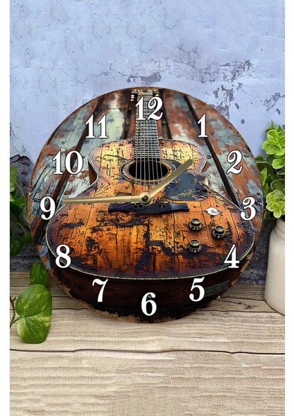Mdf Dekoratif Duvar Saati – Gitar Tasarımlı Retro Şıklık – 33X33 cm SDW419 modelleri