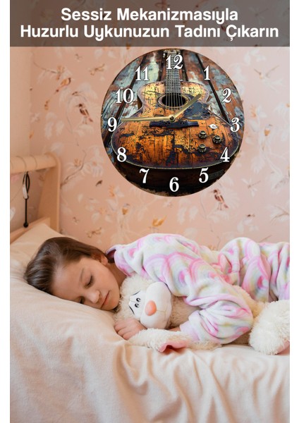 Mdf Dekoratif Duvar Saati – Gitar Tasarımlı Retro Şıklık – 33X33 cm SDW419 fırsatları