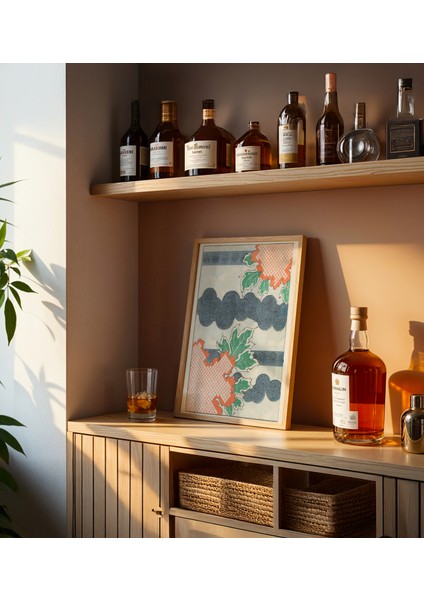 Cloud Pattern Illustration Poster - Doğal Ahşap Çerçeveli Tablo - Curated By Push fiyatları