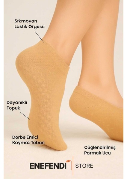 Kaydırmaz Tabanlı Unisex Krem Yoga, Pilates ve Tavaf Çorabı | Konforlu Nefes Alan Spor Patik Çorap