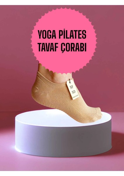 Kaydırmaz Tabanlı Unisex Krem Yoga, Pilates ve Tavaf Çorabı | Konforlu Nefes Alan Spor Patik Çorap fırsatları
