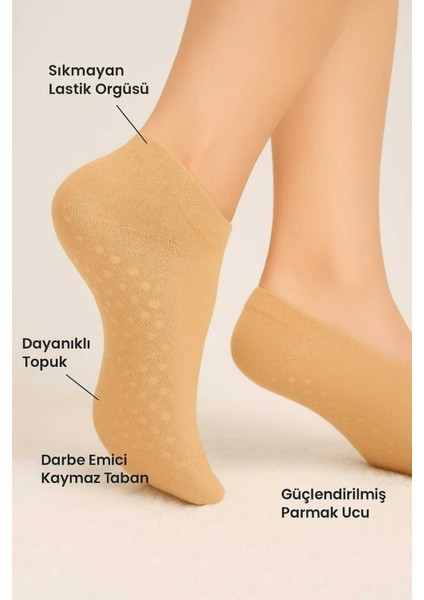 Kaydırmaz Tabanlı Unisex Krem Yoga, Pilates ve Tavaf Çorabı | Konforlu Nefes Alan Spor Patik Çorap indirimleri