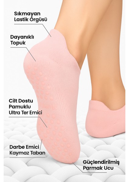 Kaydırmaz Tabanlı Unisex Pembe Yoga, Pilates ve Tavaf Çorabı | Konforlu Nefes Alan Spor Patik Çorap