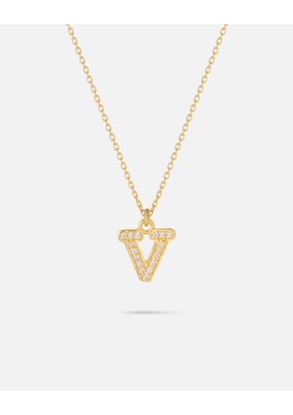 14 Ayar Altın Taşlı Harfli Kolye