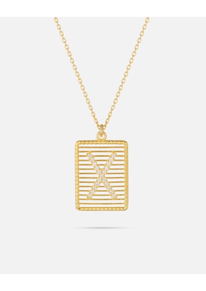 14 Ayar Altın Harfli Çerçeve Kolye