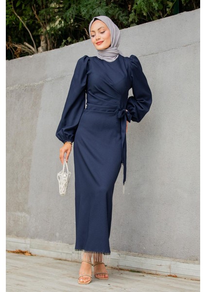 Medy Zincir ve Drapeli Abiye Elbise-Laci indirimleri