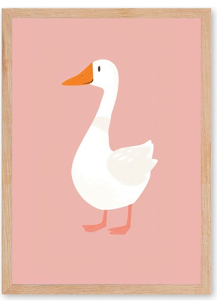 White Goose - Doğal Ahşap Çerçeveli Tablo - Sade Çocuk Posteri fiyatları