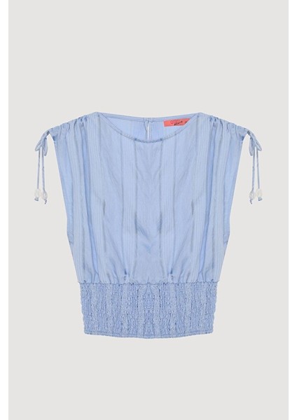 Büzgü Detaylı Gipeli Bluz Pembe