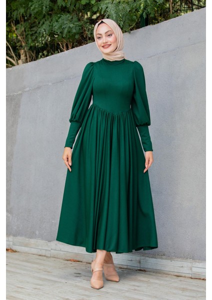 Madam Kuplu Tasarım Elbise-Zümrüt