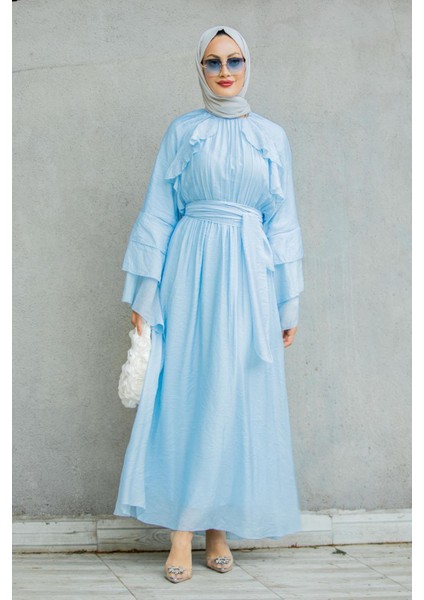 Risey Fırfırlı Relax Elbise-Mavi modelleri